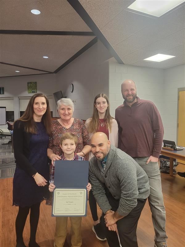 December Student of the month photo Noah Thompson